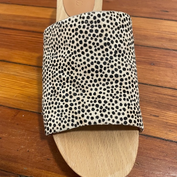 MADEWELL Evelyn Clog Slide Sandal Cream Black Dots Calf Hair Size 10 Women - Picture 5 of 7